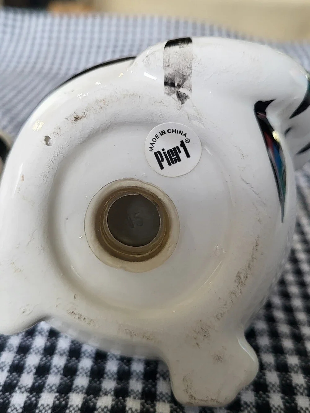 Vintage Pier One Fat Cat Salt and Pepper Shakers Black & White Striped See Pics